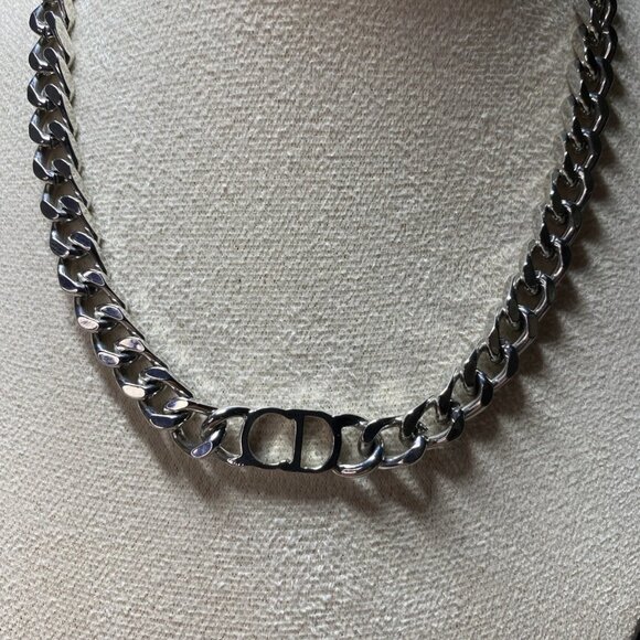 Authentic Christian Dior Vintage Chain Necklace CD Logo Heavy Statement 17” - Picture 7 of 12